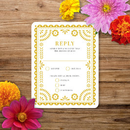 Papel Picado Warm Yellow | RSVP-kaart voor weduwen RSVP Kaartje
