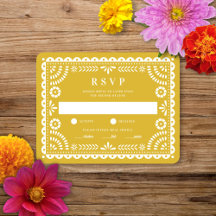 Papel Picado Warm Yellow | RSVP-kaart voor weduwen