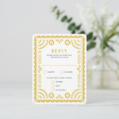 Papel Picado Warm Yellow | RSVP-kaart voor weduwen RSVP Kaartje (Staand voorkant)