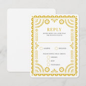 Papel Picado Warm Yellow | RSVP-kaart voor weduwen RSVP Kaartje (Voorkant / Achterkant)