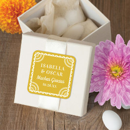 Papel Picado Warm Yellow Wedding Favoriet Sticker