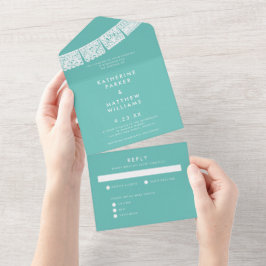 Papel Picado Wedding Banner Aqua All In One Uitnodiging