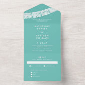 Papel Picado Wedding Banner Aqua All In One Uitnodiging (Binnen)