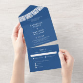 Papel Picado Wedding Banner Blue All In One Uitnodiging (Afscheurbaar)