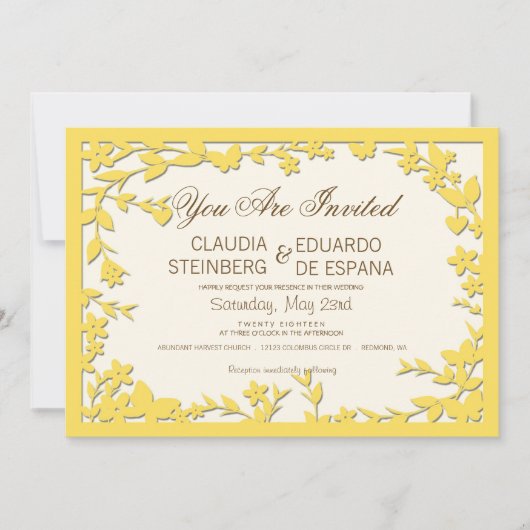 Papel Picado Wedding Invitation - Lovely Doves Kaart (Voorkant)