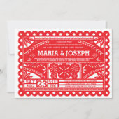Papel Picado Wedding Invite - Rood Kaart (Voorkant)