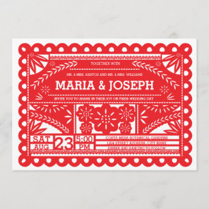 Papel Picado Wedding Invite - Rood Kaart