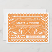 Papel Picado Wedding Invite - Sinaasappel Kaart (Voorkant)