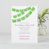 Papel Picado Wedding Party Nodig groen uit Kaart (Staand voorkant)