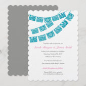 Papel Picado Wedding Party nodigt Blauwgroen uit Kaart (Voorkant / Achterkant)