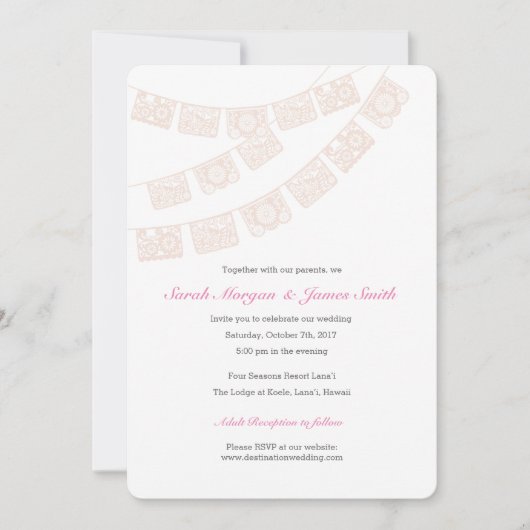 Papel Picado Wedding Party Noite Pink Kaart (Voorkant)