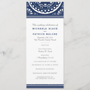 Papel Picado Wedding Program - Navy Programmakaart