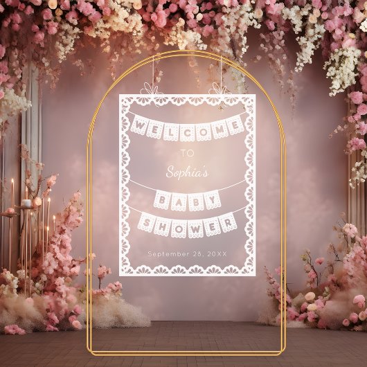 Papel Picado Welkom Baby shower Acryl Bord