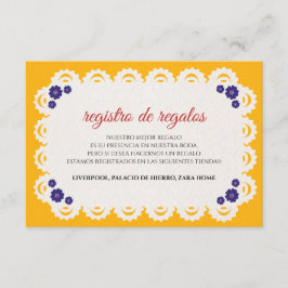 Papel Picado Yellow Nuestra Boda Spanish Wedding Informatiekaartje