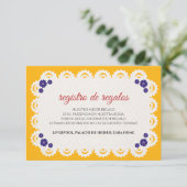 Papel Picado Yellow Nuestra Boda Spanish Wedding Informatiekaartje (Staand voorkant)