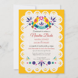 Papel Picado Yellow Nuestra Boda Spanish Wedding Kaart