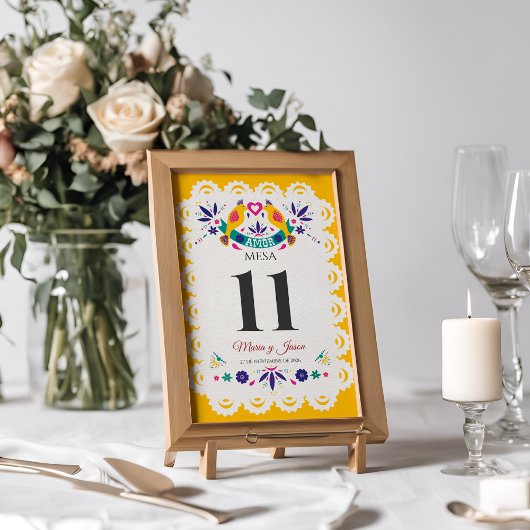 Papel Picado Yellow Nuestra Boda Spanish Wedding Kaart