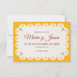 Papel Picado Yellow Nuestra Boda Spanish Wedding Save The Date