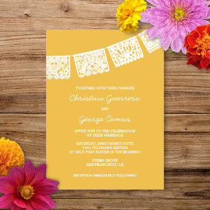 Papel Picado Yellow   Uitnodiging tot weddenschapp