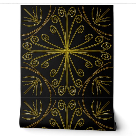 Papel Pintado Metallic flower tile abstract GOLD Behang (Afrollen)