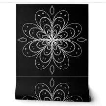 Papel Pintado Metallic flower tile abstract silver