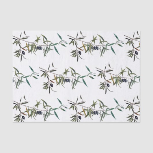 Papel seda con acuarela de rama de olivo tissuepapier (Voorkant)