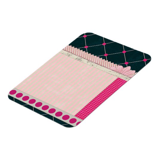 PAPER10 GIRLY SCRAPBOOKING ZWART ROZE WIT PATTE MAGNEET (Linkerzijde)