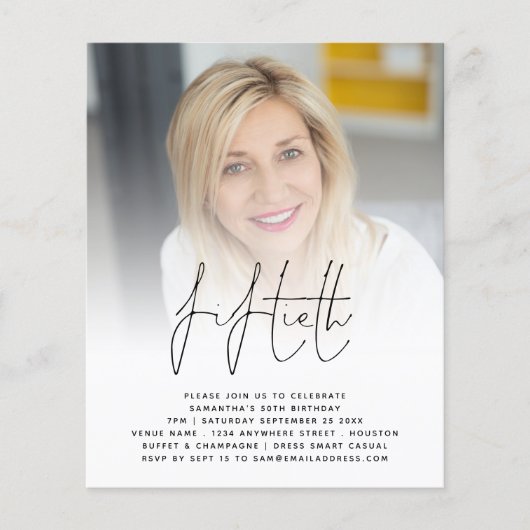 PAPER 50th Birthday Foto Script Party Invitation Flyer (Voorkant)