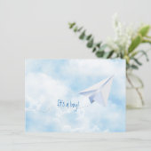 Paper Airplane Baby shower Invitation Kaart (Staand voorkant)