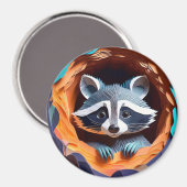 Paper Art Baby wasbeer in 3D Magneet (Voorkant / Achterkant)