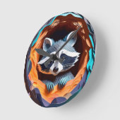 Paper Art Baby wasbeer in 3D Ronde Klok (Hoek)