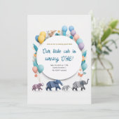 Paper Art Elephant Parade met ballonnen verjaardag Kaart (Staand voorkant)