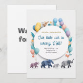 Paper Art Elephant Parade met ballonnen verjaardag Kaart (Voorkant / Achterkant)