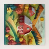 Paper Art Origami Style Boerderij Scene Legpuzzel (Horizontaal)