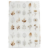 Paper Bag with Gold Botanical Sketches Medium Cadeauzakje (Achterkant)