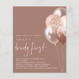 PAPER Balloons Script Roos Gold 21st Party nodigt  Flyer