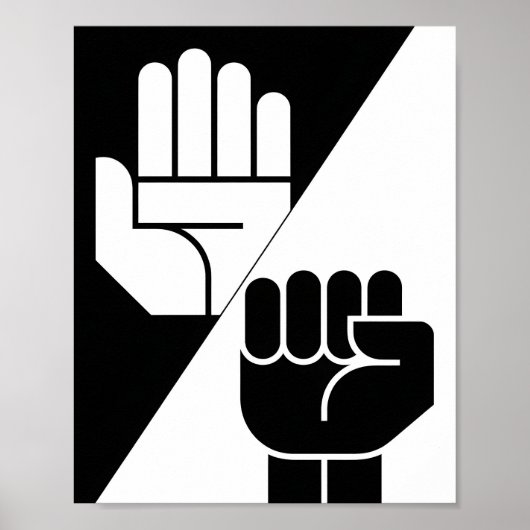 Paper Beats Rock – Minimalist Black & White art Poster (Voorkant)