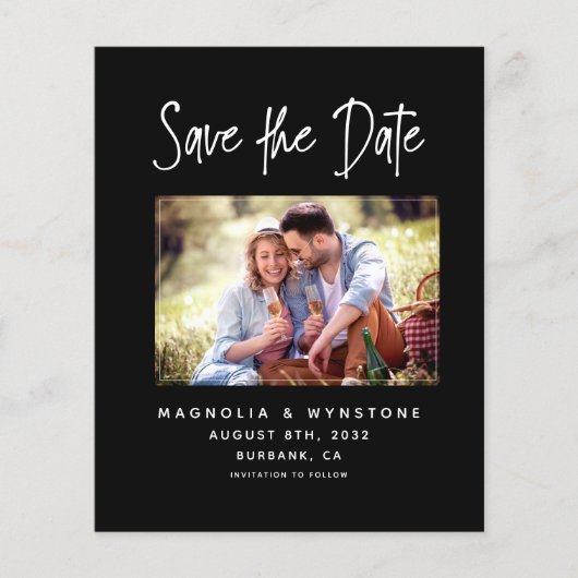 PAPER Black Photo Weddenschap Save the Date Flyer (Voorkant)