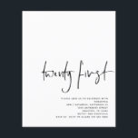 PAPER Black Script White 21st Birthday Flyer<br><div class="desc">PAPER Black Script White 21st Birthday Invite. Een voordelig PAPIER (geen kaart) alternatief ZONDER ENVELOPES bij KLEINERE grootte van 4, 5 x 5, 6 inch en tegen een budgetprijs. (Standaard A6-enveloppen zijn het dichtstbijzijnde formaat dat geschikt is). Modern minimalisme met 21ste in een moderne handschrift. Pas de rest van de...</div>