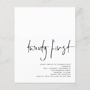 PAPER Black Script White 21st Birthday Flyer