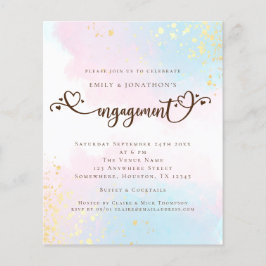 PAPER Blauw Roze Aquarel Hart Script Verlovingsfee Flyer