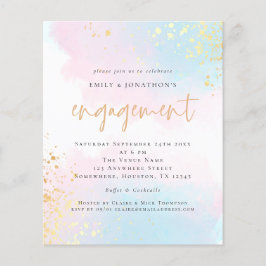 PAPER Blauw Roze Aquarel Script Trouwkaart Flyer