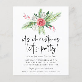 PAPER | Bloemige Bessen Kerst Feest Uitnodiging Flyer