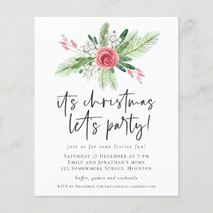 PAPER Bloemige Bessen Kerst Feest Uitnodiging Flyer