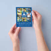 PAPER Blue Afstuderen Pet Tassel Foto aankondiging Flyer (Hand)