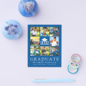 PAPER Blue Afstuderen Pet Tassel Foto aankondiging Flyer (Enkel)
