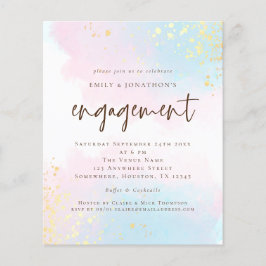 PAPER Blue Pink Waterverf Brown Script Verloving Flyer