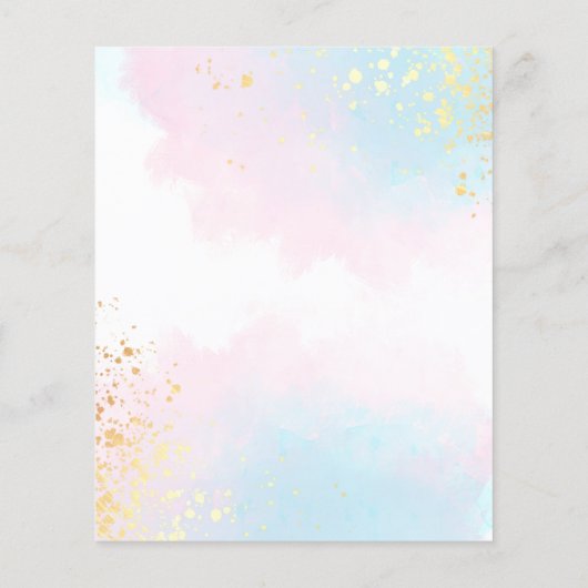 PAPER Blue Pink Waterverf Script Verloving Flyer (Achterkant)