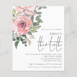PAPER Blush Pink Florals Dertigste verjaardag Uitn Flyer