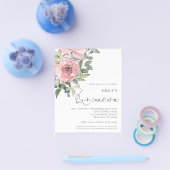 PAPER Blush Pink Florals Quinceañera Invite Flyer (Enkel)